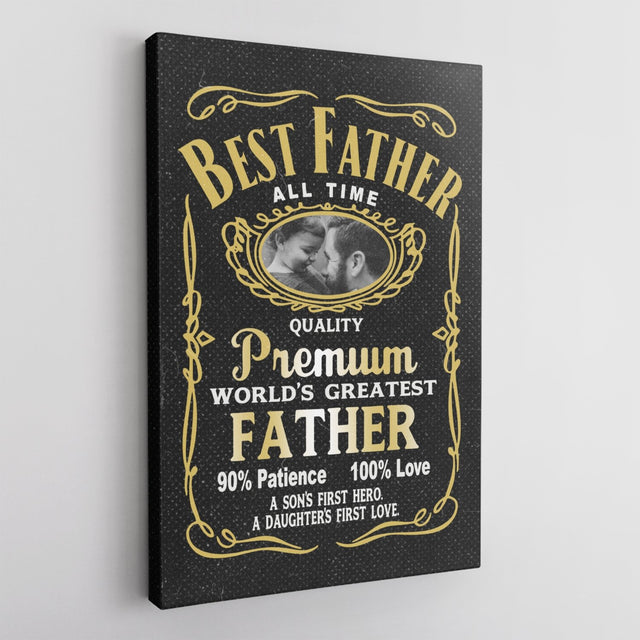 Best Father All Time, Custom Photo, Canvas Art Print