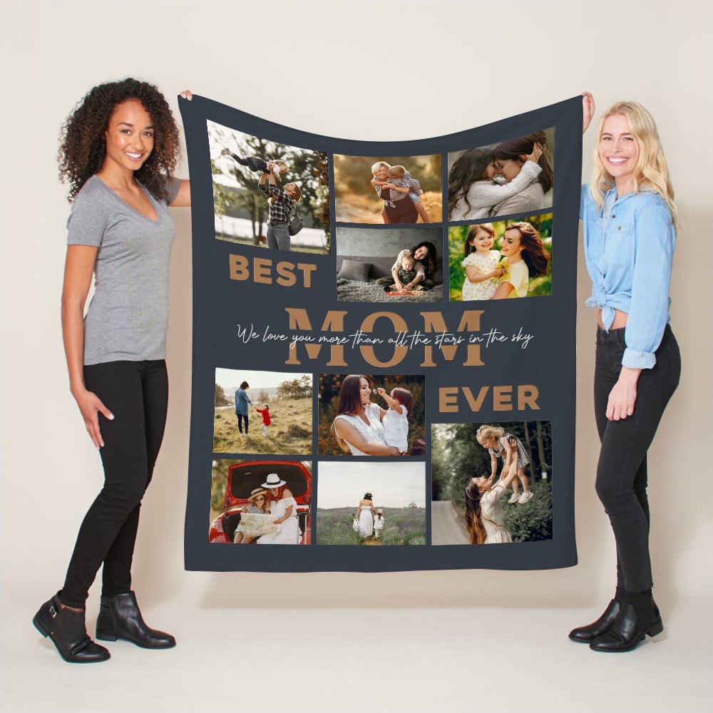 Mom Custom Photo Collage  Personalized Text Blanket