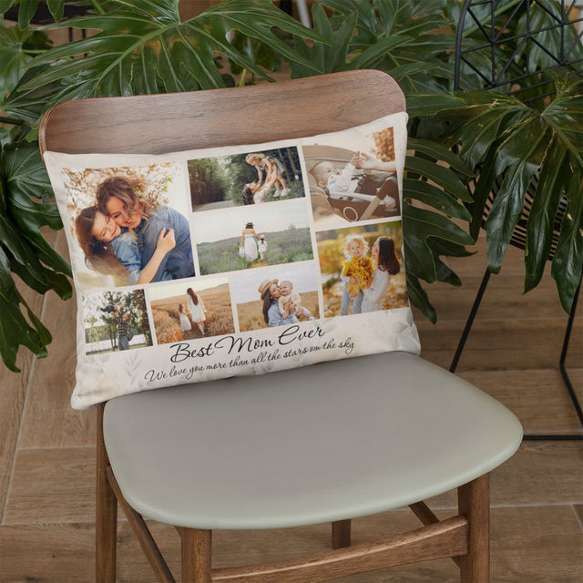 Best Mom Ever, Custom Photo Collage, 8 Pictures, Personalized Text Pillow