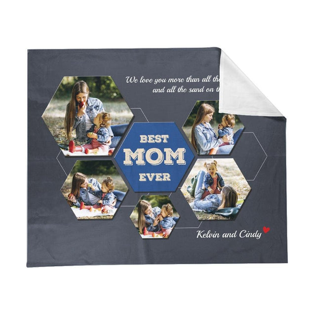 Best Mom Ever, Custom Photo Collage, Personalized Name And Text Blanket
