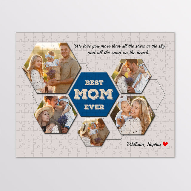 Best Mom Ever Custom Photo Collage Personalized Name And Text Jigsaw Puzzles
