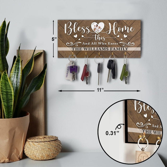 Bless This Home And All Who Enter, Custom Key Hook, Personalized Name