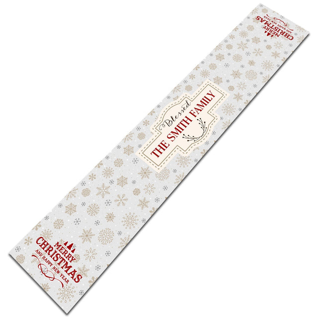 Blessed Family, Merry Christmas And Happy New Year, Personalized Table Runner, Personalized Family Name