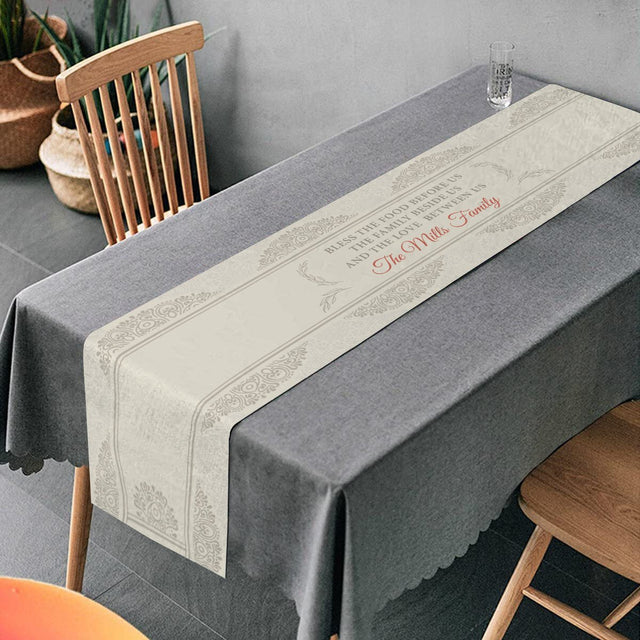 Blessed The Food Before Us, The Family Beside Us And The Love Between Us, Personalized Table Runner
