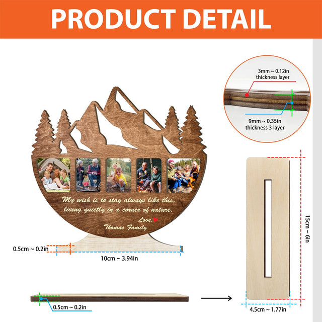 Camping, Custom Photo And Text, Wooden Plaque 3 Layers