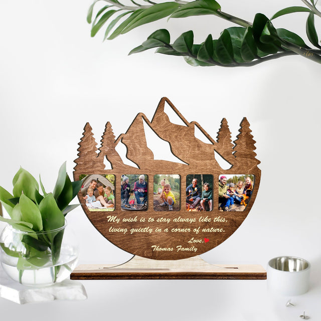 Camping, Custom Photo And Text, Wooden Plaque 3 Layers