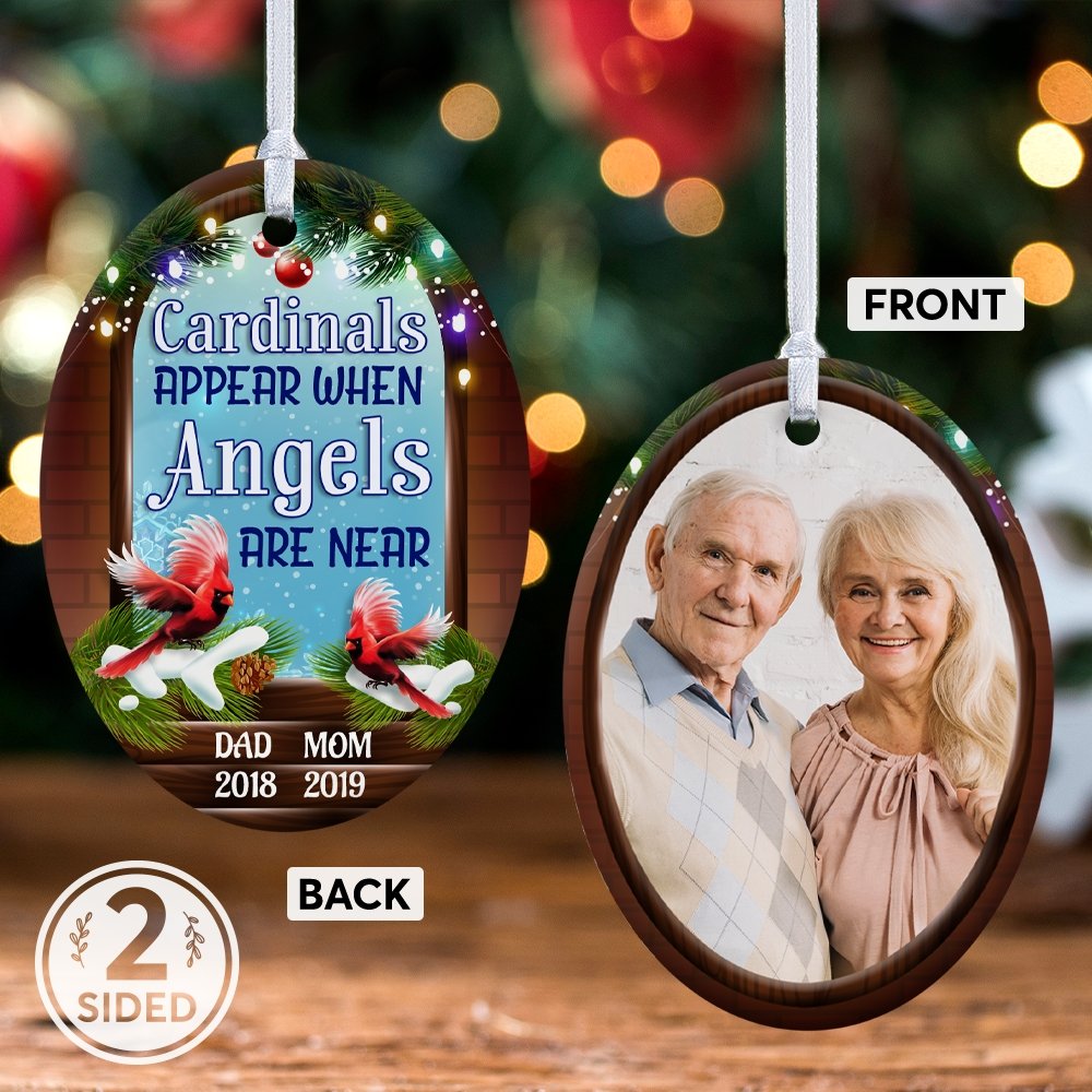 Cardinals Appear When Angels Are Near Memorial Cardinal Decorative Christmas Oval Ornament 2 Sided