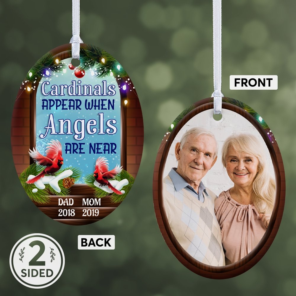 Cardinals Appear When Angels Are Near Memorial Cardinal Decorative Christmas Oval Ornament 2 Sided