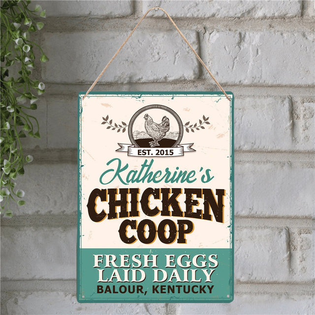 Chicken Coop Fresh Eggs Laid Daily, Customized Farm Sign