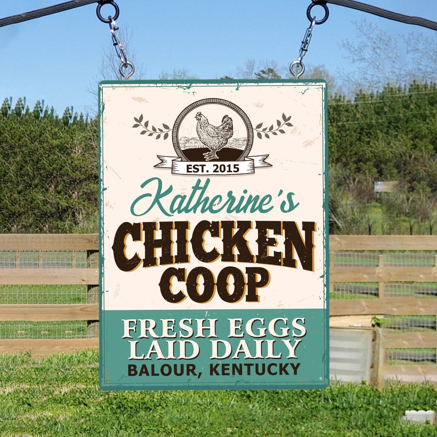 Chicken Coop Fresh Eggs Laid Daily, Customized Farm Sign