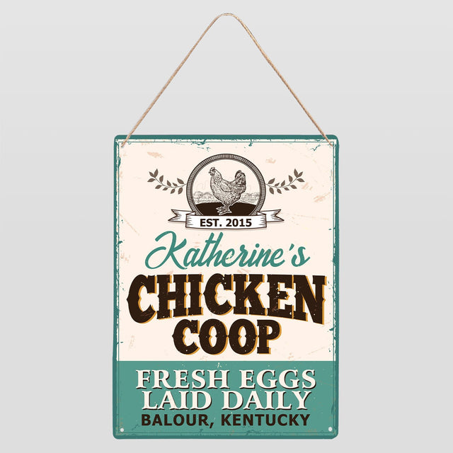 Chicken Coop Fresh Eggs Laid Daily, Customized Farm Sign
