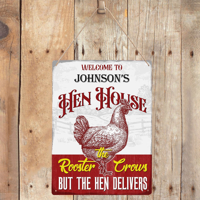 Chicken Coop Sign, Custom Farm Sign, Welcome To Hen House Rooster The Crows