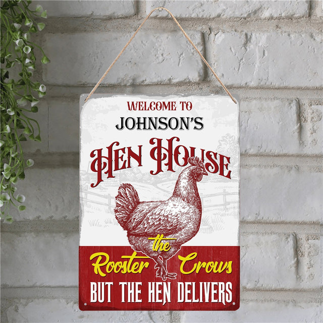 Chicken Coop Sign, Custom Farm Sign, Welcome To Hen House Rooster The Crows