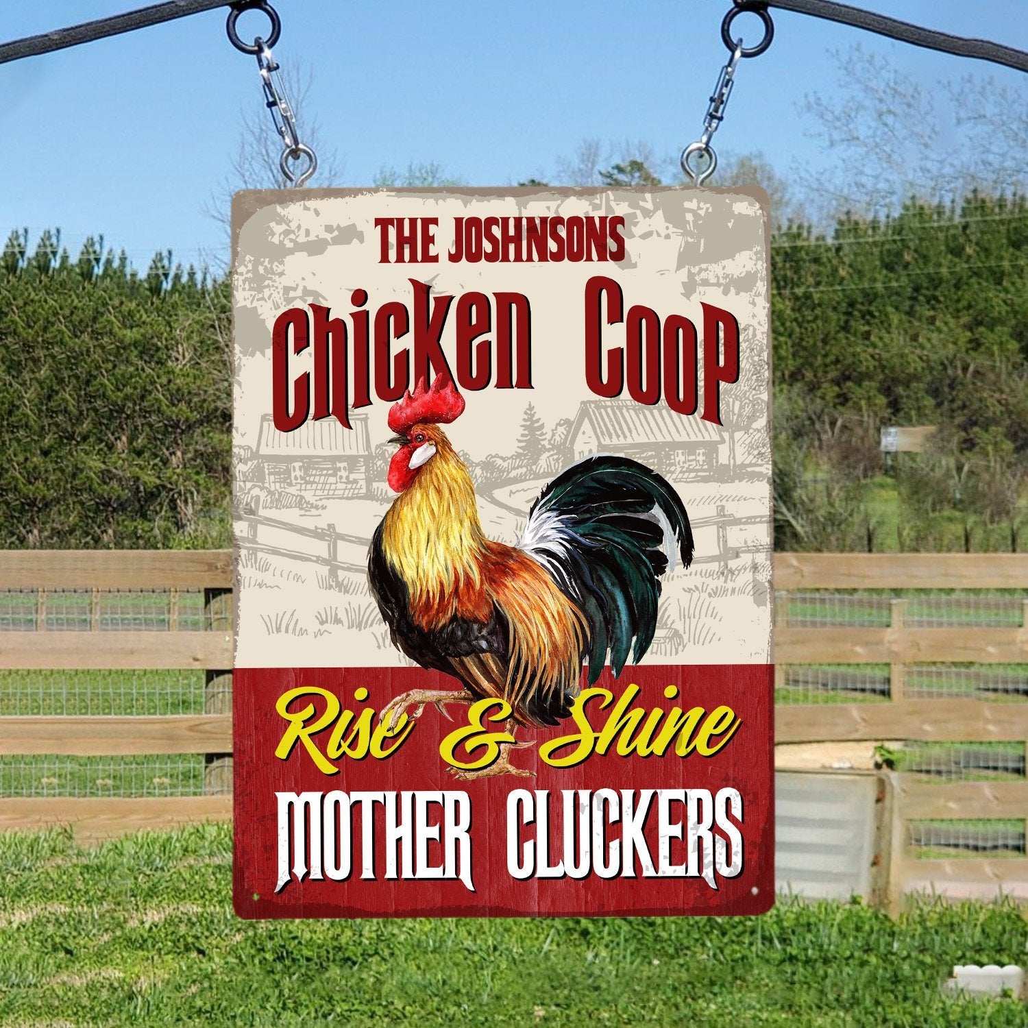 Chicken Coop Sign, Rise And Shine, Custom Farm Sign