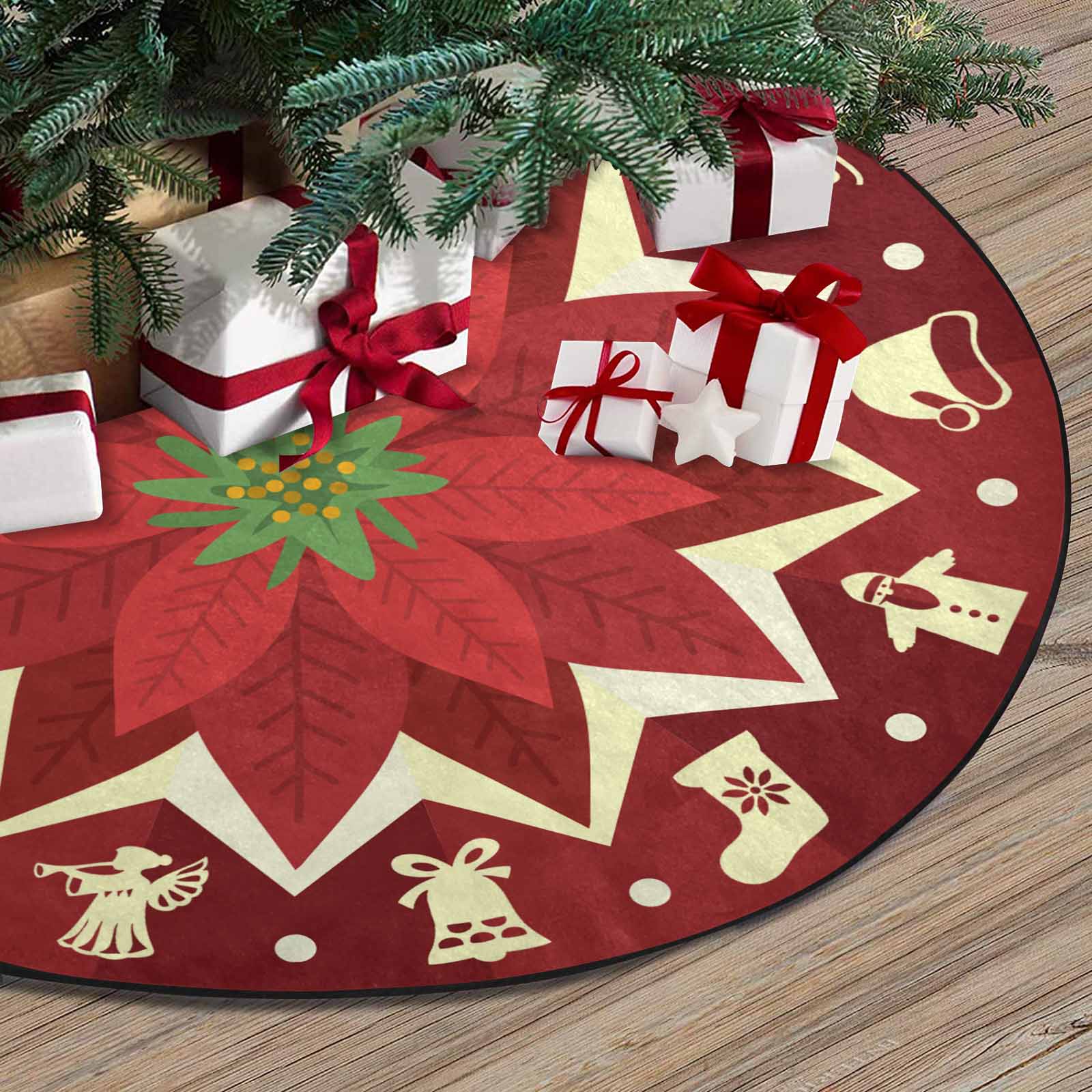 Christmas Tree Skirt, Decoration For Christmas Tree, Flower