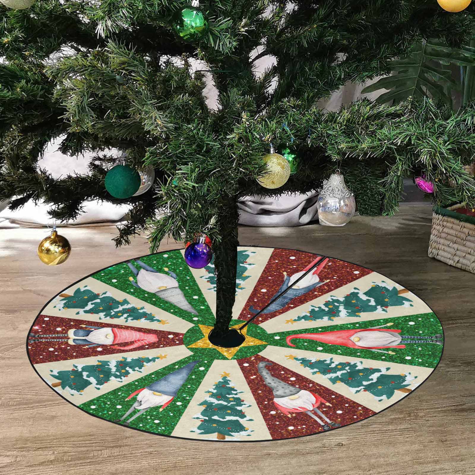 Christmas Tree Skirt, Decoration For Christmas Tree, Gnome And Christmas Tree