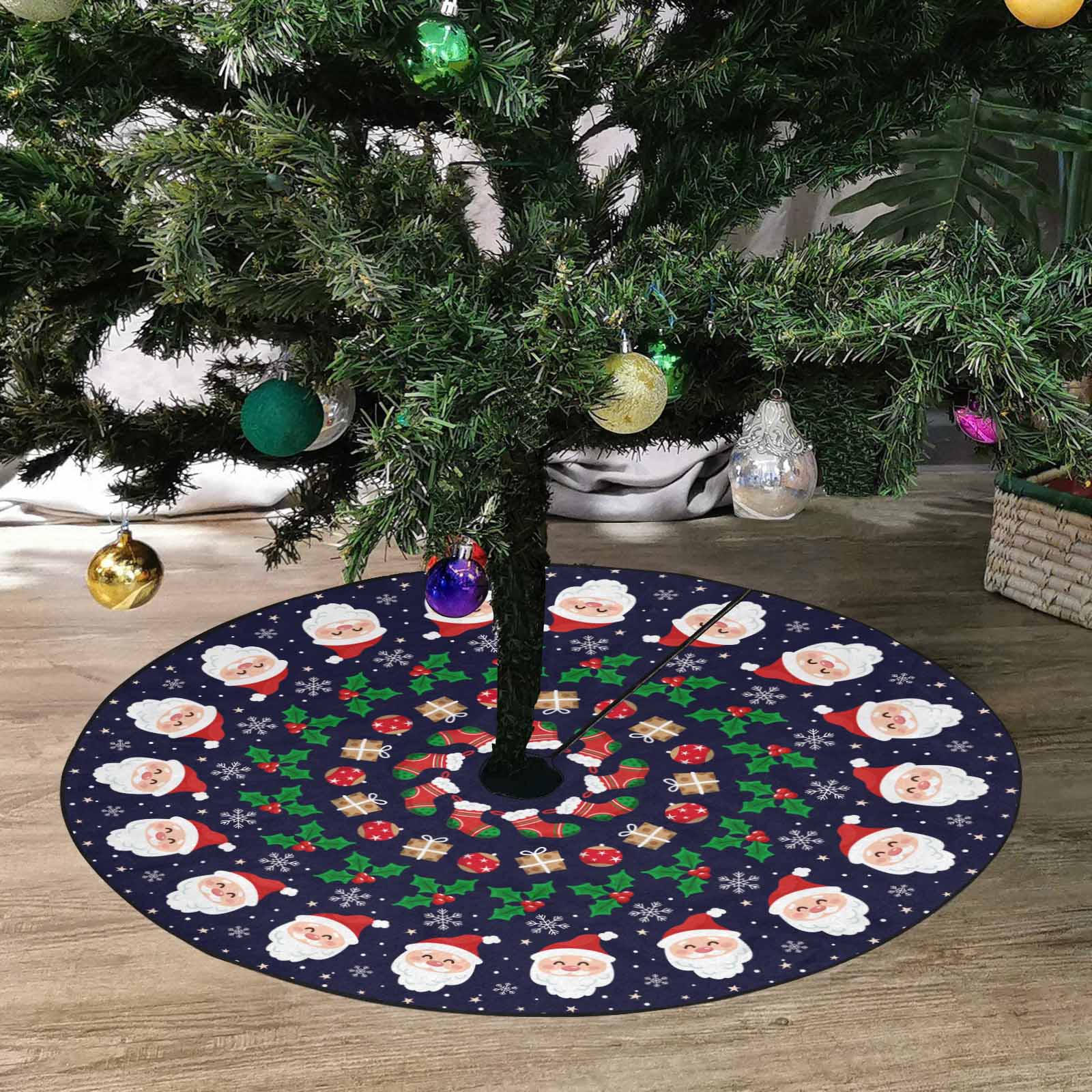 Christmas Tree Skirt, Decoration For Christmas Tree, Santa Claus Face