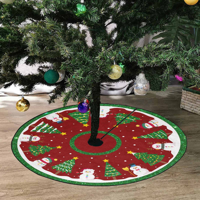 Christmas Tree Skirt, Decoration For Christmas Tree, Snowman And Christmas Tree