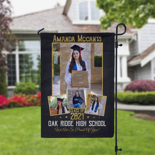 Class Of 2021, Custom Photo And Text Garden Flag