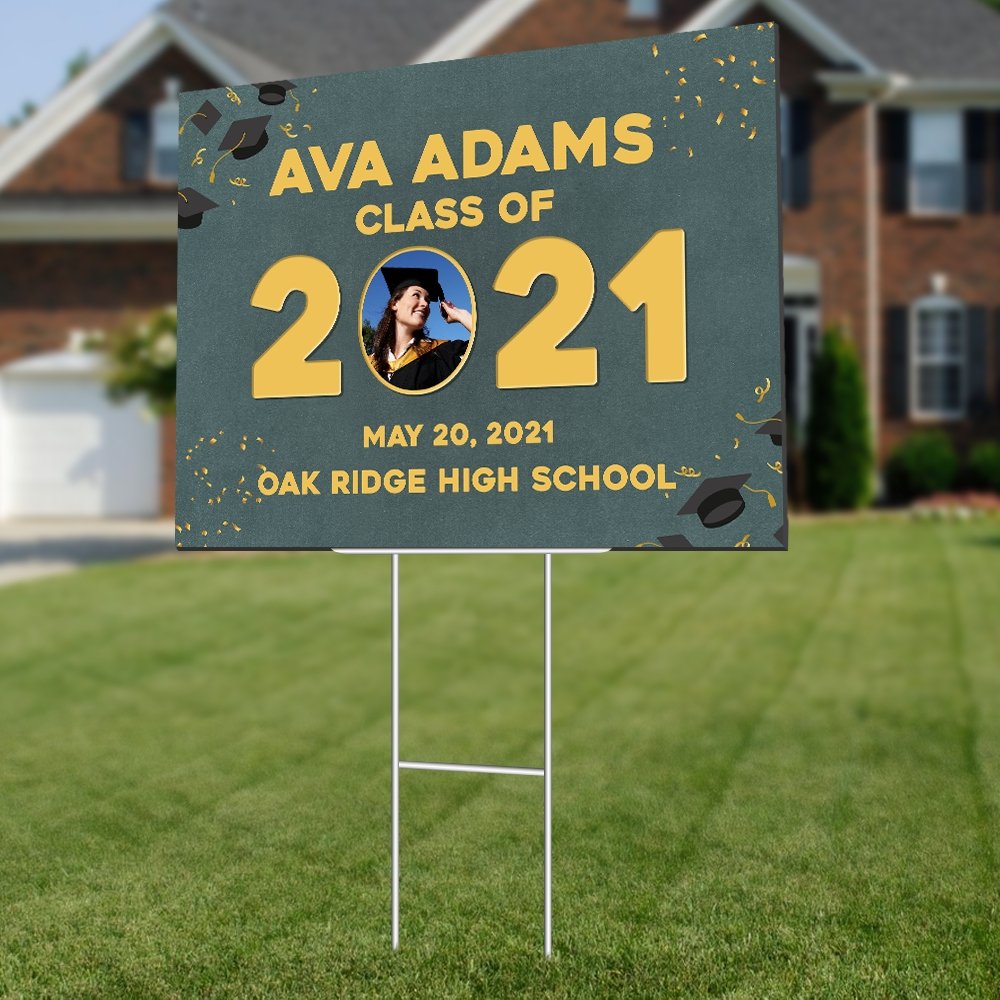 Class Of 2021, Custom Photo, Custom Name And Text Yard Sign