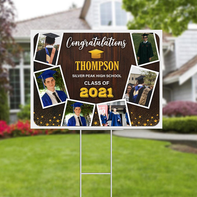 Congratulations, Class Of 2021, Custom Photo, 6 Pictures, Personalized Text Yard Sign
