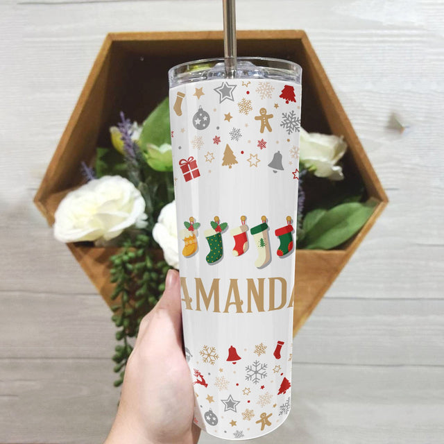 Custom 20oz Skinny Tumbler, This Girl Love Christmas