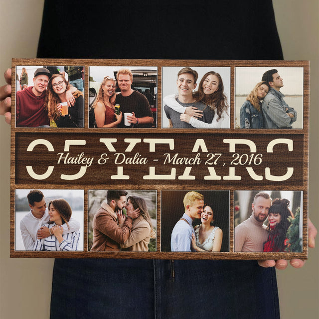 Custom Anniversary By Year, Personalized Text And Photo, Canvas Wall Art