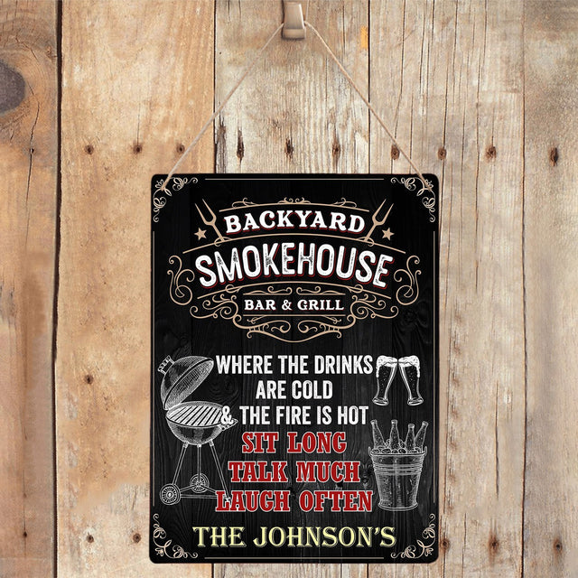 Custom Backyard Sign, Smokehouse Bar And Grill