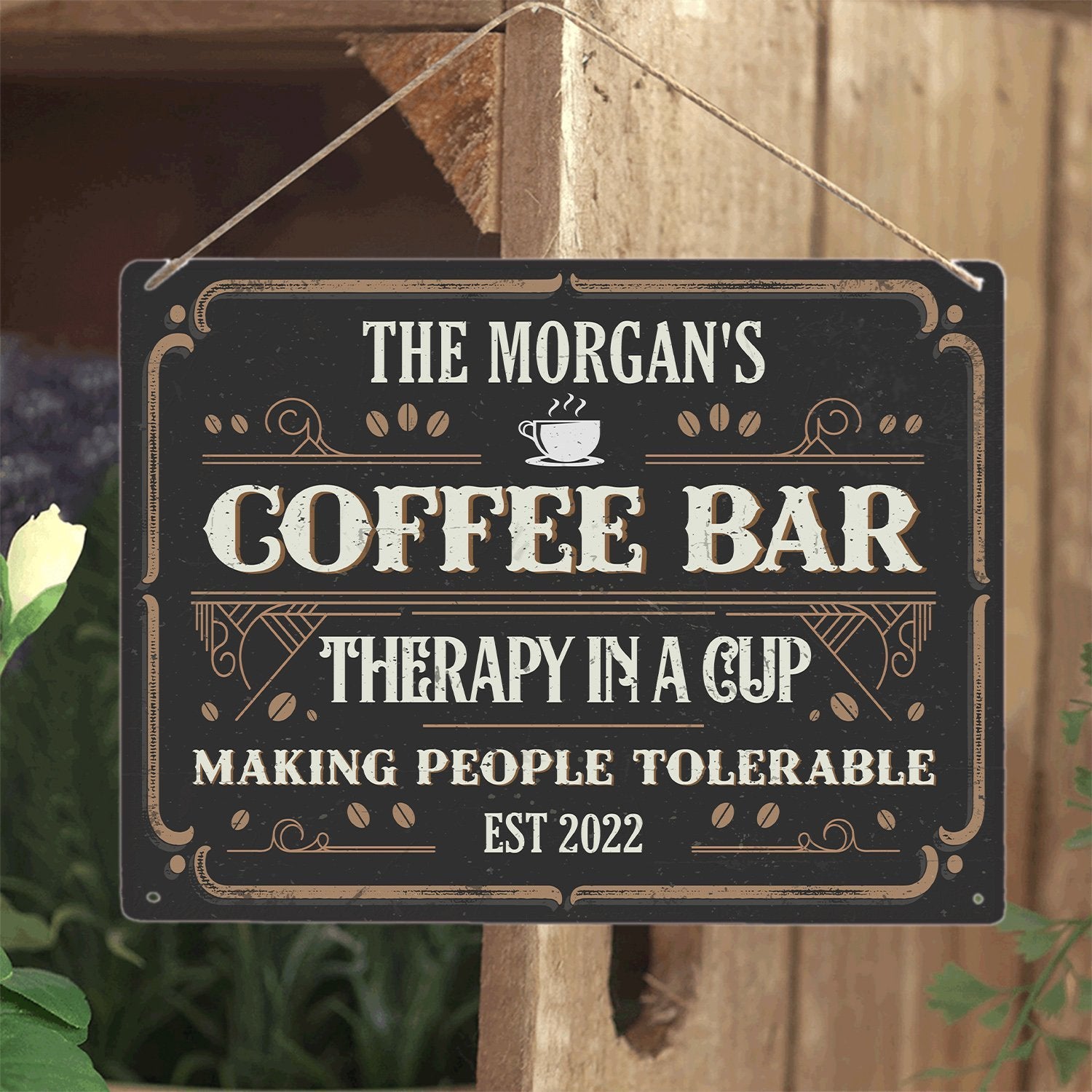 Custom Bar Sign, Coffee Bar Therapy In Cup Making People Tolerable