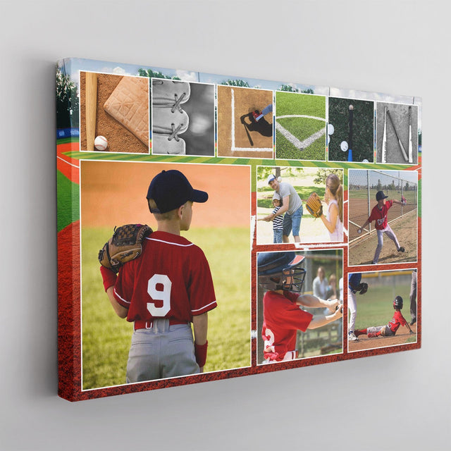 Custom Baseball Name Art, Upload Photo Canvas Wall Art
