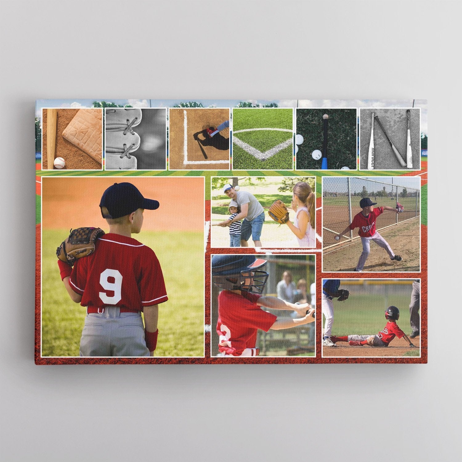Custom Baseball Name Art, Upload Photo Canvas Wall Art