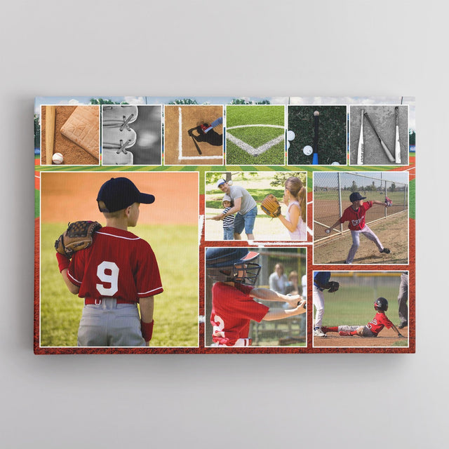 Custom Baseball Name Art, Upload Photo Canvas Wall Art