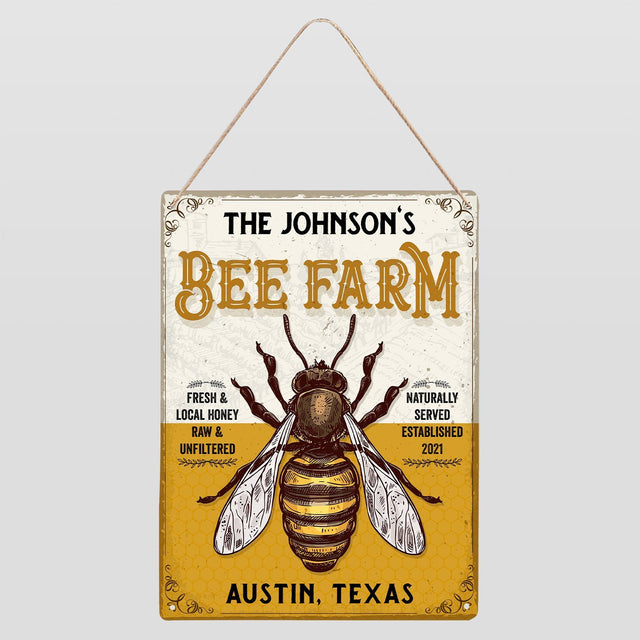Custom Bee Farm Sign, Fresh & Local Honey Raw & Unfiltered