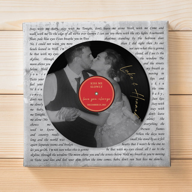 Custom Black & White Photo, Personalized Song Name And Text, Canvas Wall Art