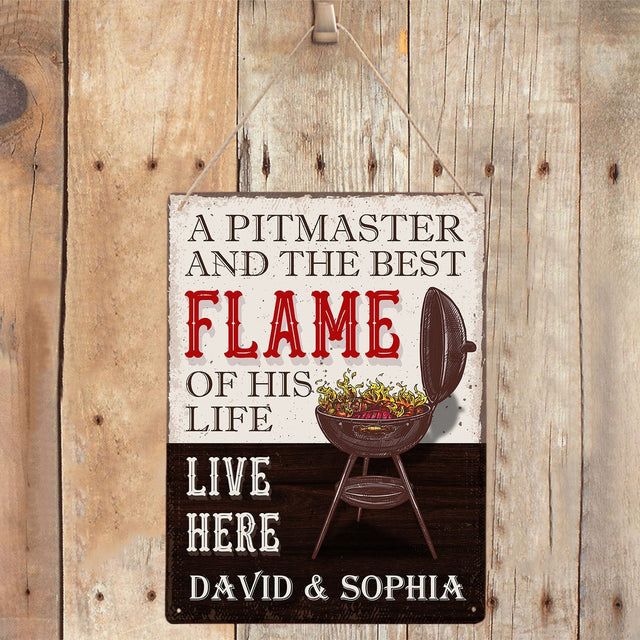Custom Camp Sign, A Pitmaster And The Best Flame Of His Life Live Here