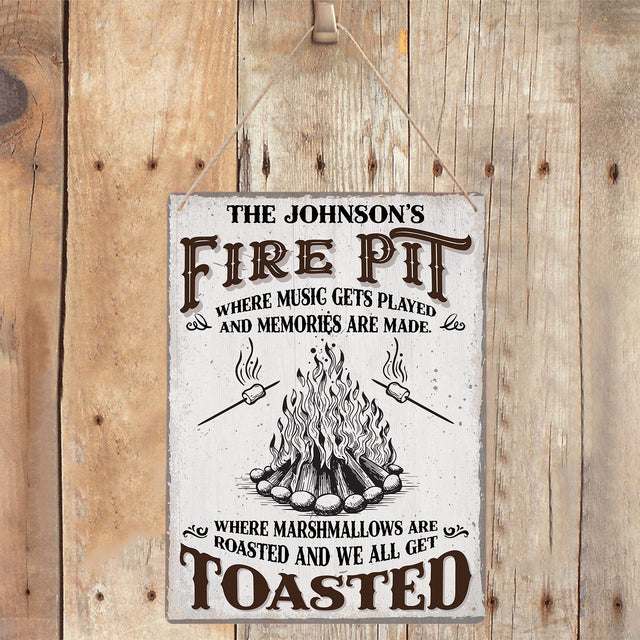 Custom Camp Sign, Fire Pit Where Music Gets Played And Memories Are Made