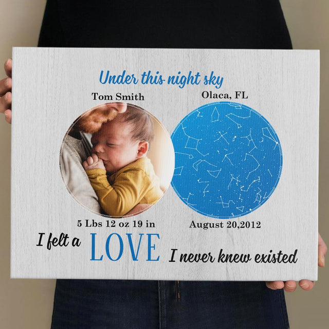 Custom Canvas For Son/Daughter Grey Wood Style Background - " Under This Night Sky I Felt A Love I Never Knew Existed "