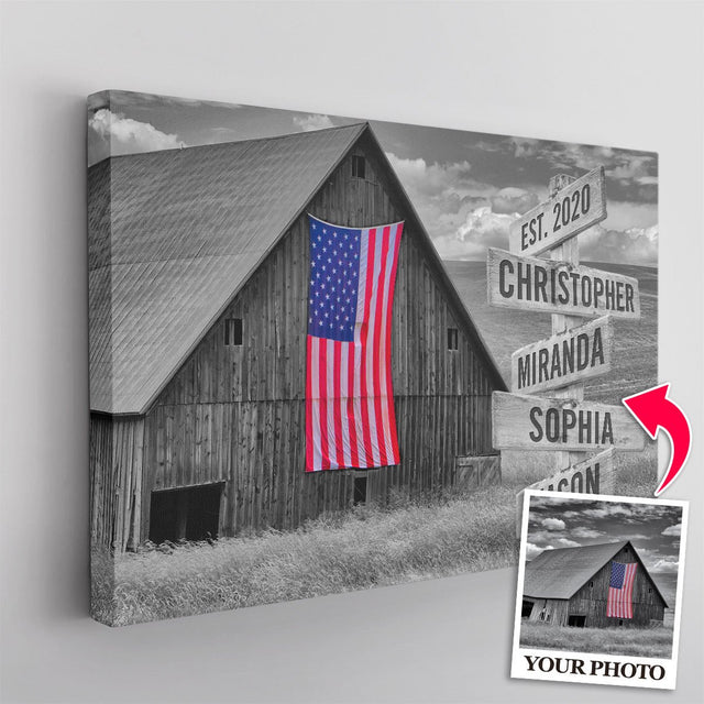 Custom Canvas Wall Art, Street Sign Style, Personalized Name And Upload Photo