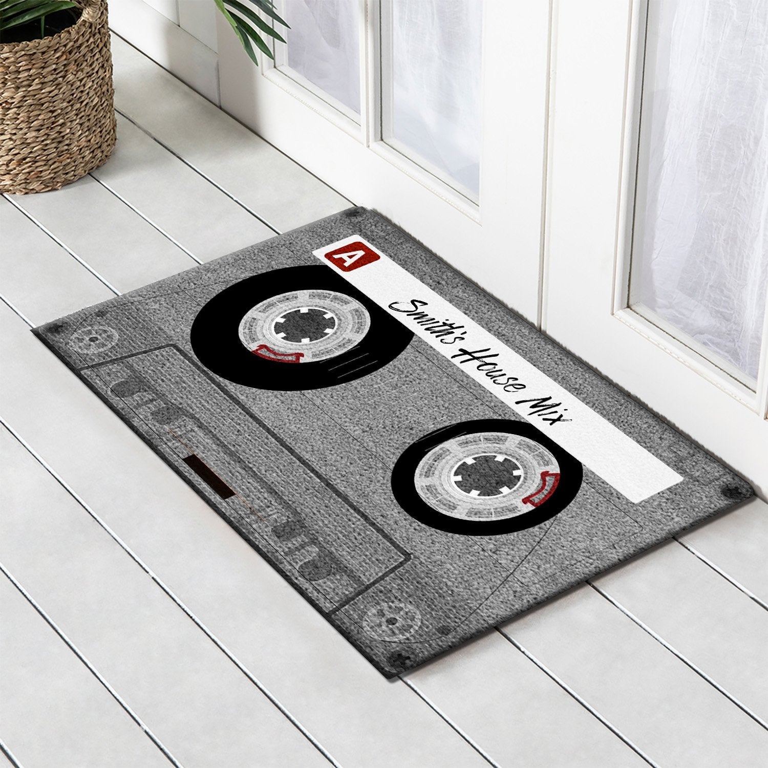 Custom Cassette Tape Doormat, Personalized Family Name