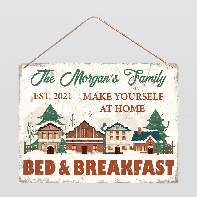 Custom Christmas Bed and Breakfast Sign, Make Yourself At Home