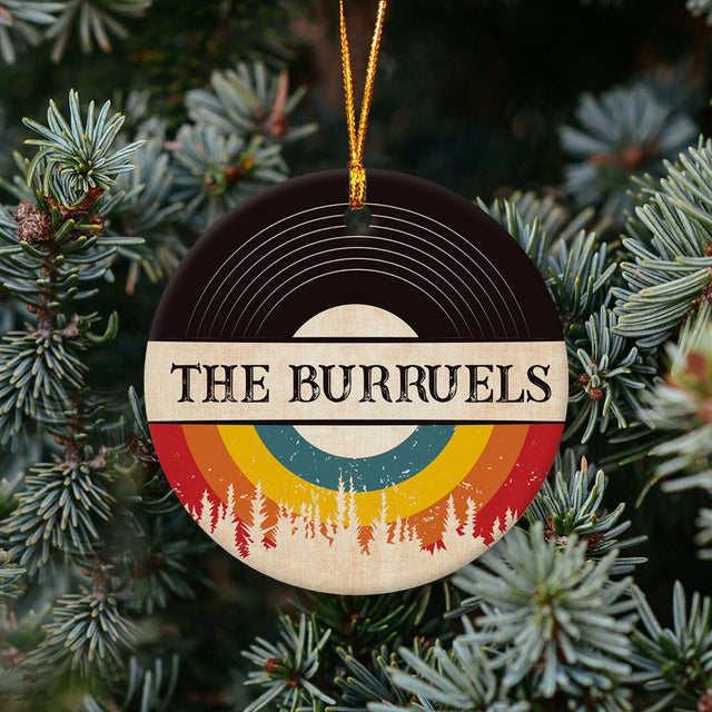 Custom Christmas Circle Ornament 2 Sided, Personalized Family Name