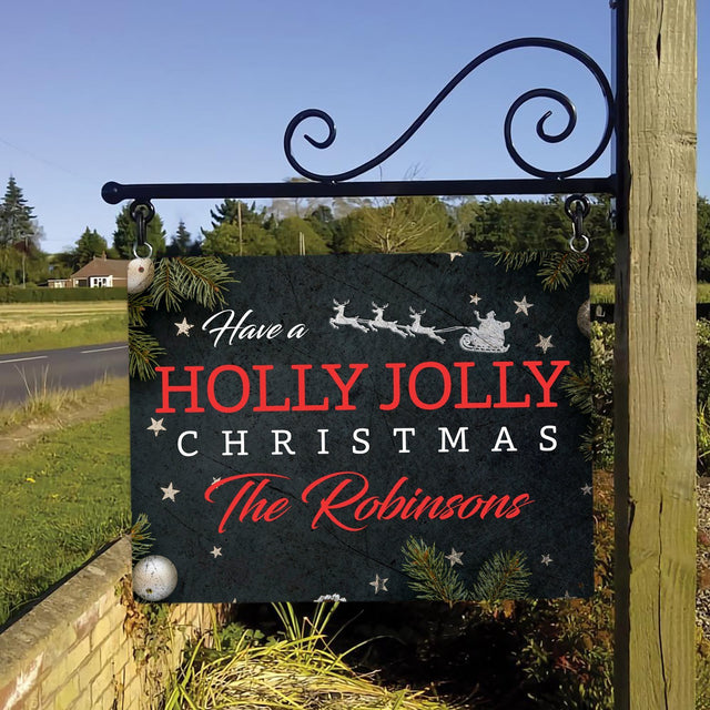 Custom Christmas Sign, Have A Holly Jolly Christmas, Personalized Family Name