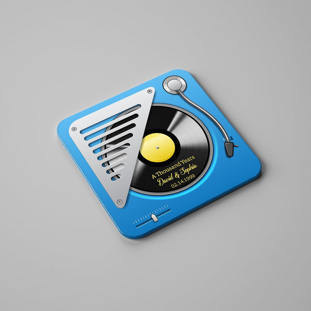 Custom Coasters, LP Player, Stone Coasters Set Of 4, Personalized Name And Date