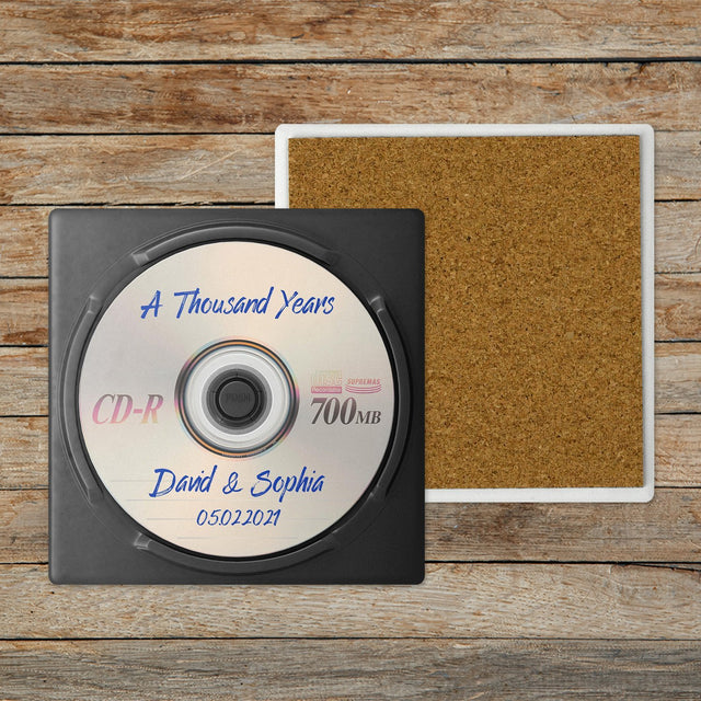 Custom Coasters, Name And Date, CD Video, Stone Coasters Set Of 4