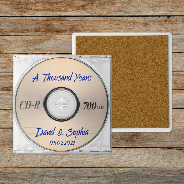 Custom Coasters, Name And Date, CD Video, Stone Coasters Set Of 4