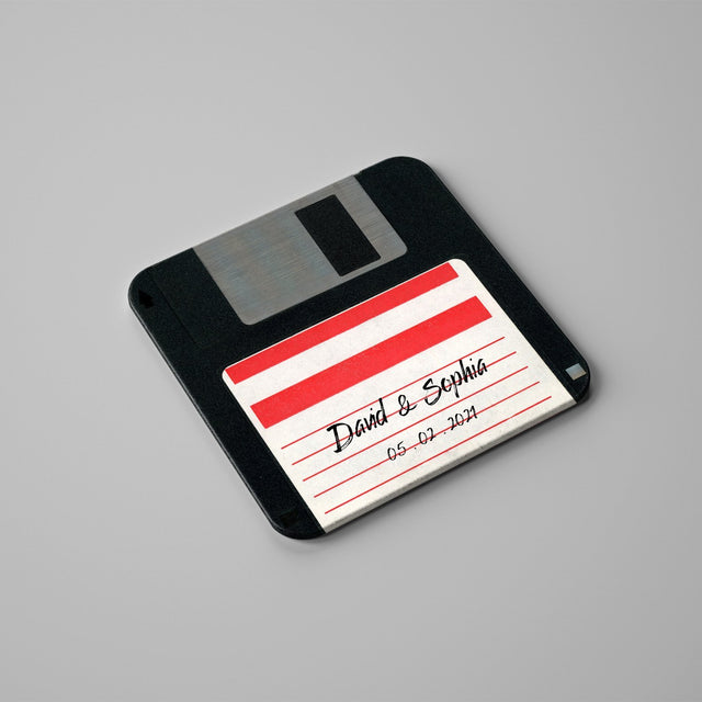 Custom Coasters, Name And Date, Floppy Disk, Stone Coasters Set Of 4