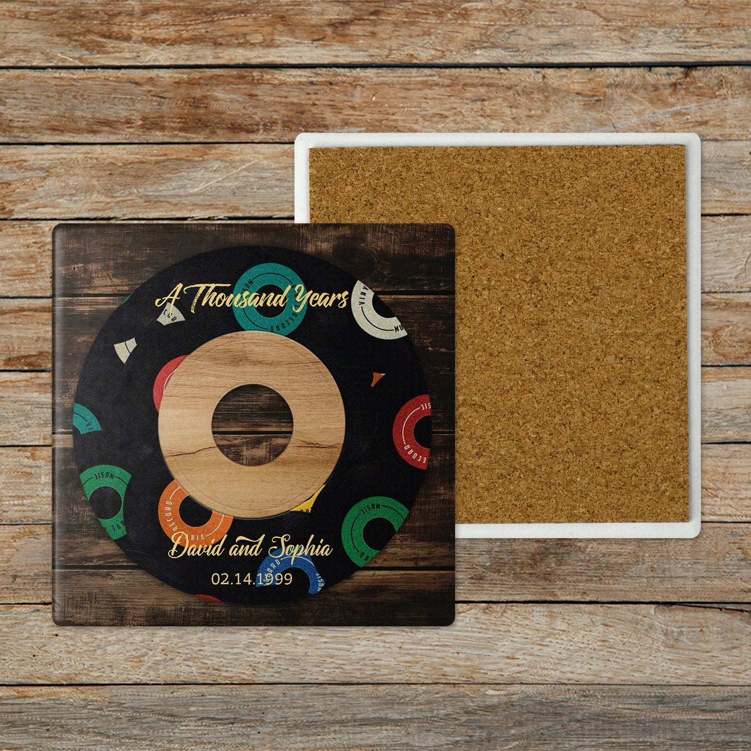 Custom Coasters, Name And Date, Stone Coasters Set Of 4