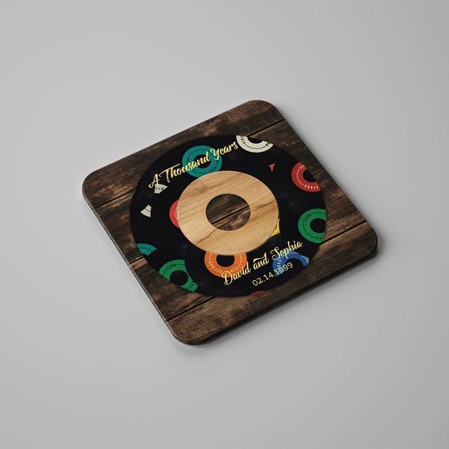 Custom Coasters, Name And Date, Stone Coasters Set Of 4