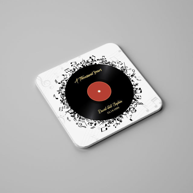 Custom Coasters, Name And Date, Vinyl Record, Stone Coasters Set Of 4