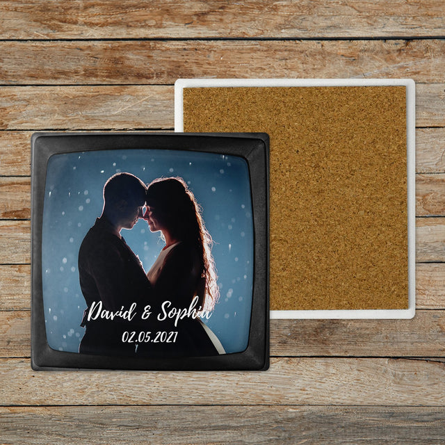 Custom Coasters, Upload Photo, Custom Name And Date, Stone Coasters Set Of 4